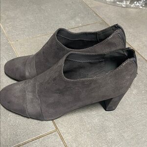 Suede Gray Women’s Block Heel Ankle Booties